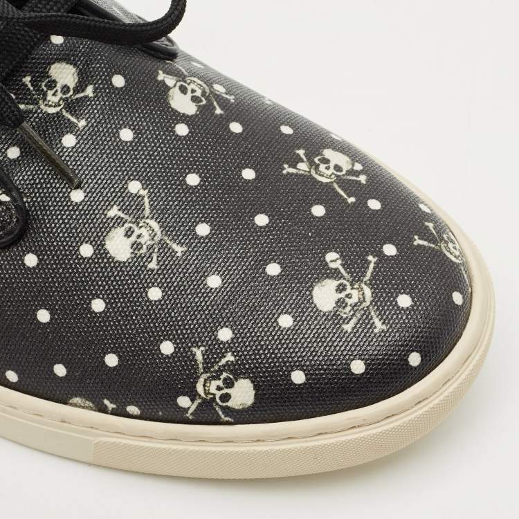 Pre Owned Dolce & Gabbana Black Coated Canvas Skeleton LDN High Top Sneakers Size 44