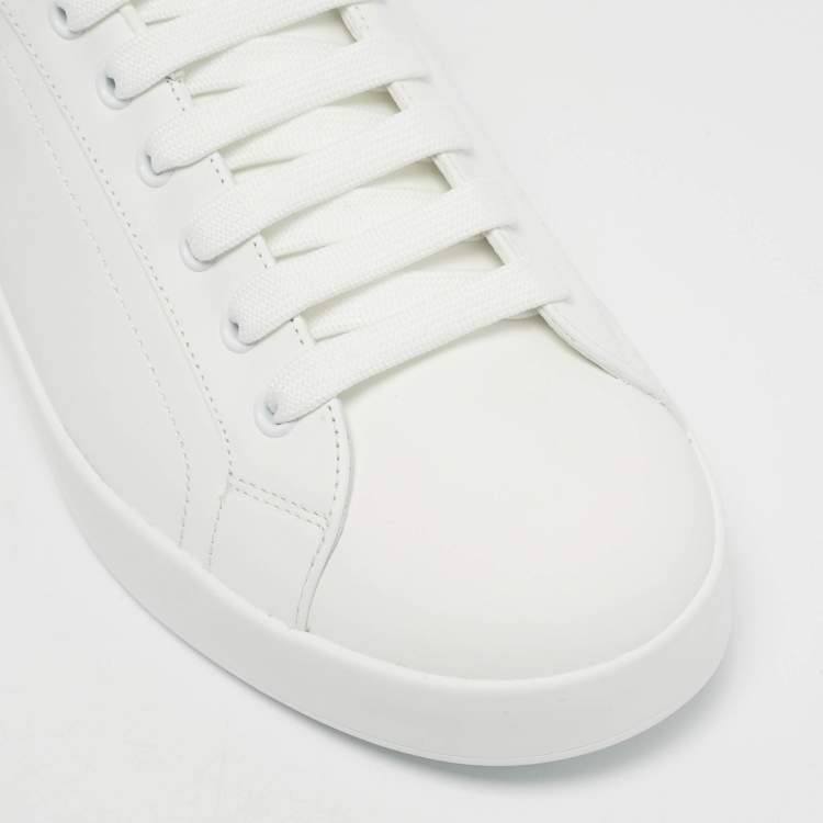 Pre Owned Dolce & Gabbana White Leather Portofino Low Top Sneakers Size 42.5