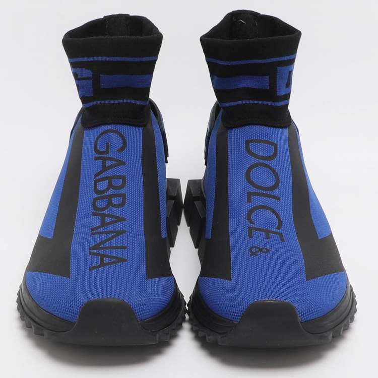 Pre Owned حذاء رياضي دولتشي أند غابانا سنيكرز كنفا بلون أزرق/أسود عالي الرقبة مقاس 42.5