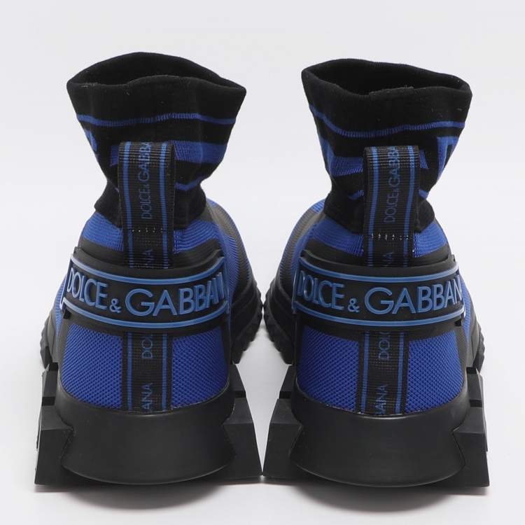 Pre Owned حذاء رياضي دولتشي أند غابانا سنيكرز كنفا بلون أزرق/أسود عالي الرقبة مقاس 42.5