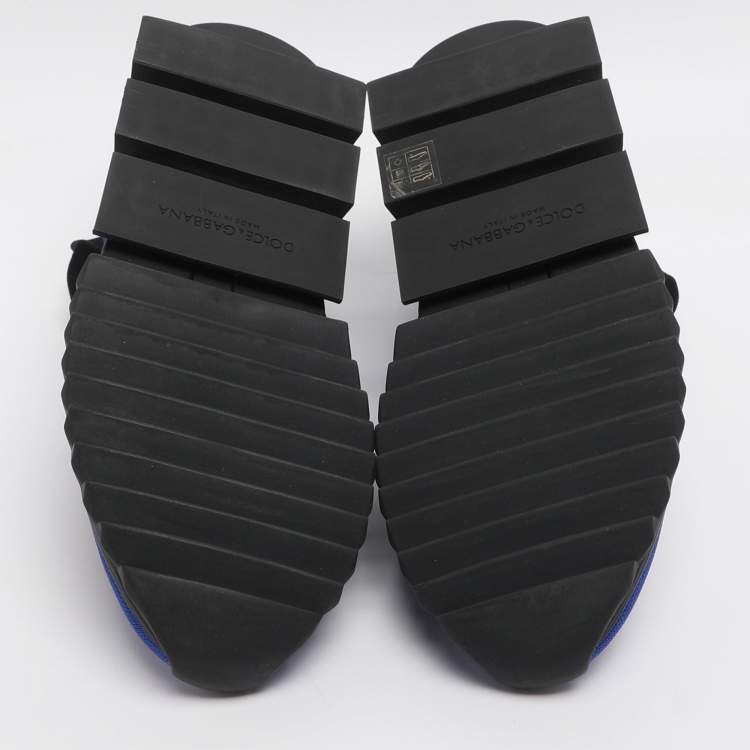 Pre Owned حذاء رياضي دولتشي أند غابانا سنيكرز كنفا بلون أزرق/أسود عالي الرقبة مقاس 42.5