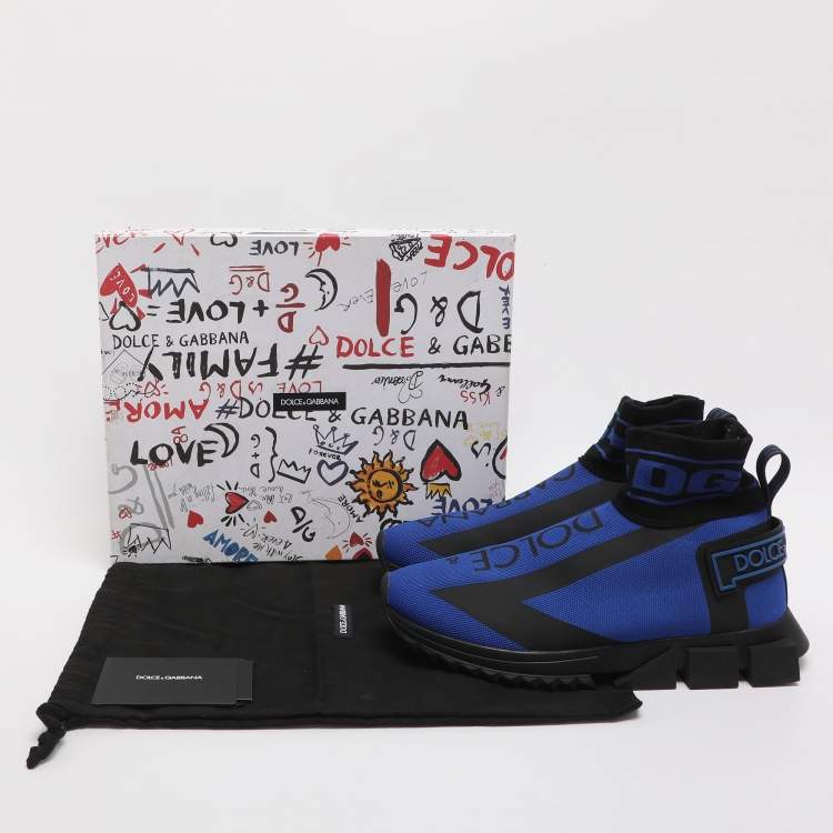 Pre Owned حذاء رياضي دولتشي أند غابانا سنيكرز كنفا بلون أزرق/أسود عالي الرقبة مقاس 42.5