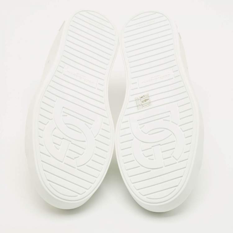 Pre Owned Dolce & Gabbana Portofino Size 44 White Leather Low Top Sneakers