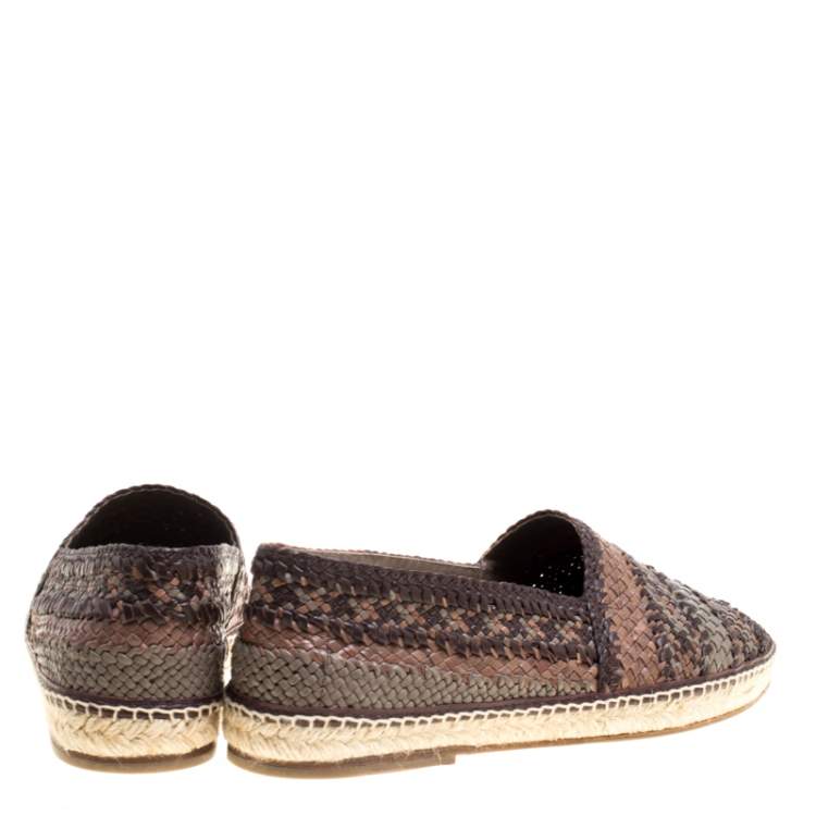 Pre Owned Dolce & Gabbana Bicolor Braided Leather Espadrilles Size 45