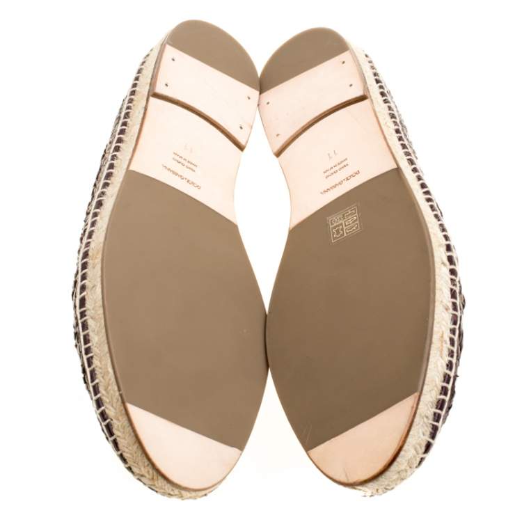 Pre Owned Dolce & Gabbana Bicolor Braided Leather Espadrilles Size 45