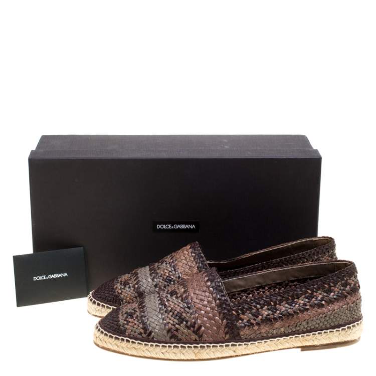 Pre Owned Dolce & Gabbana Bicolor Braided Leather Espadrilles Size 45
