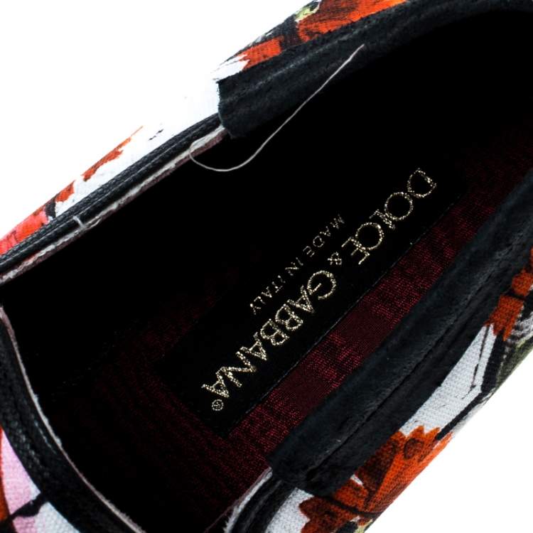 Pre Owned Dolce & Gabbana Multicolor Printed Bull And Majolica Canvas Amalfi Smoking Slippers Size 41