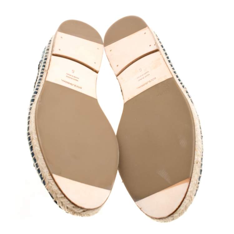Pre Owned Dolce & Gabbana Bicolor Braided Leather Espadrilles Size 40