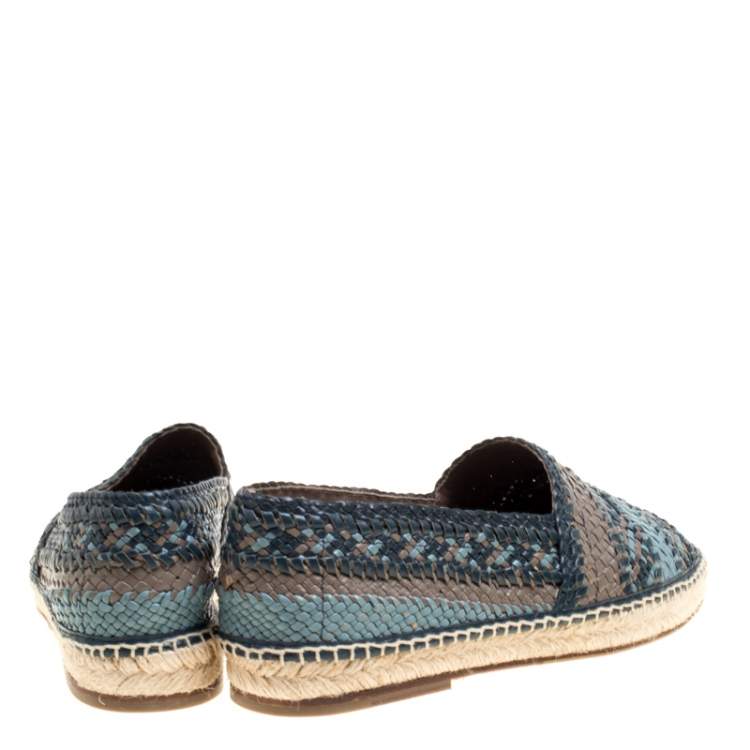 Pre Owned Dolce & Gabbana Bicolor Braided Leather Espadrilles Size 40