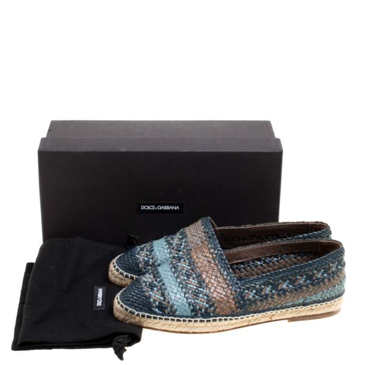 Pre Owned Dolce & Gabbana Bicolor Braided Leather Espadrilles Size 40