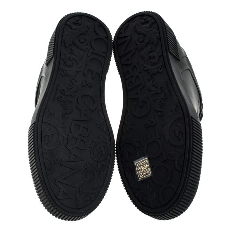 Pre Owned Dolce & Gabbana Black Leather Miami Logo Trainer Sneakers Size 41