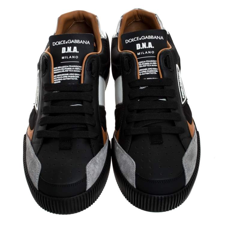 Pre Owned Dolce & Gabbana Multicolor Leather And Fabric New Miami Low Top Sneakers Size 43.5