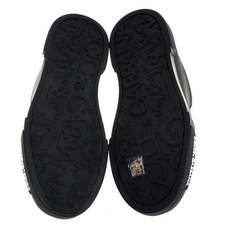 Pre Owned Dolce & Gabbana Black Leather Low Top Sneakers Size 42.5