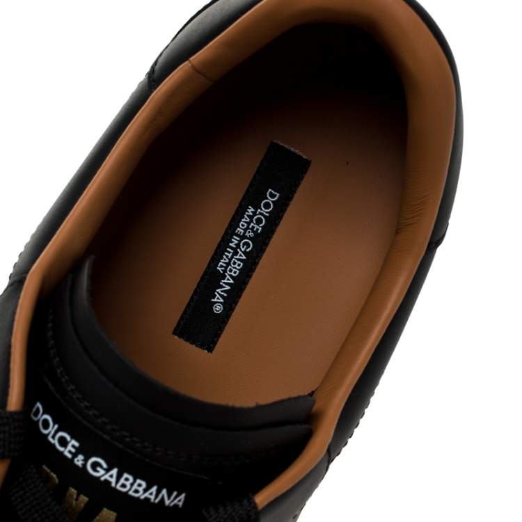 Pre Owned Dolce & Gabbana Black Leather Low Top Sneakers Size 40