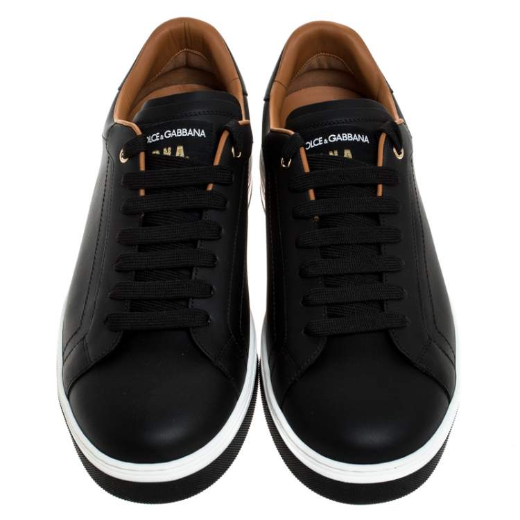 Pre Owned Dolce & Gabbana Black Leather Low Top Sneakers Size 40