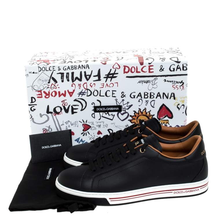 Pre Owned Dolce & Gabbana Black Leather Low Top Sneakers Size 43.5