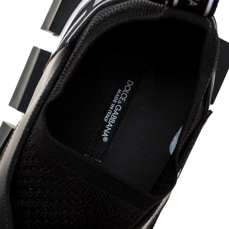 Pre Owned Dolce & Gabbana Black Leather and Mesh Sorrento Trekking Sneakers Size 42.5