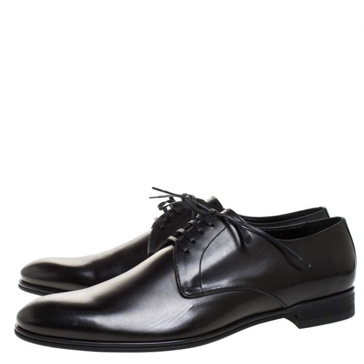 Pre Owned Dolce & Gabbana Black Leather Derby Size 46