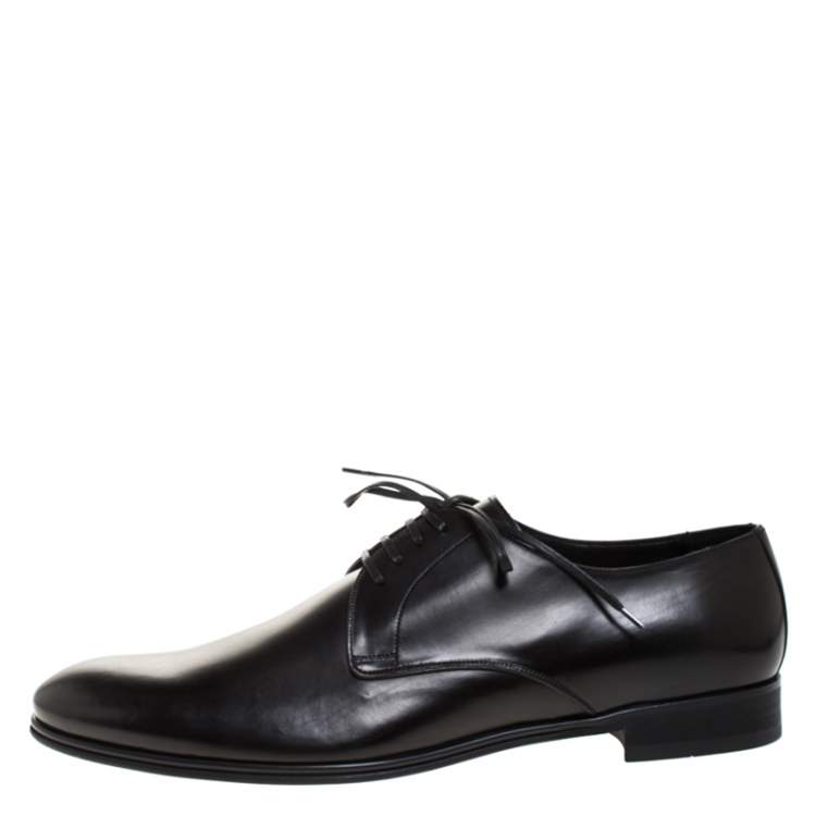 Pre Owned Dolce & Gabbana Black Leather Derby Size 46