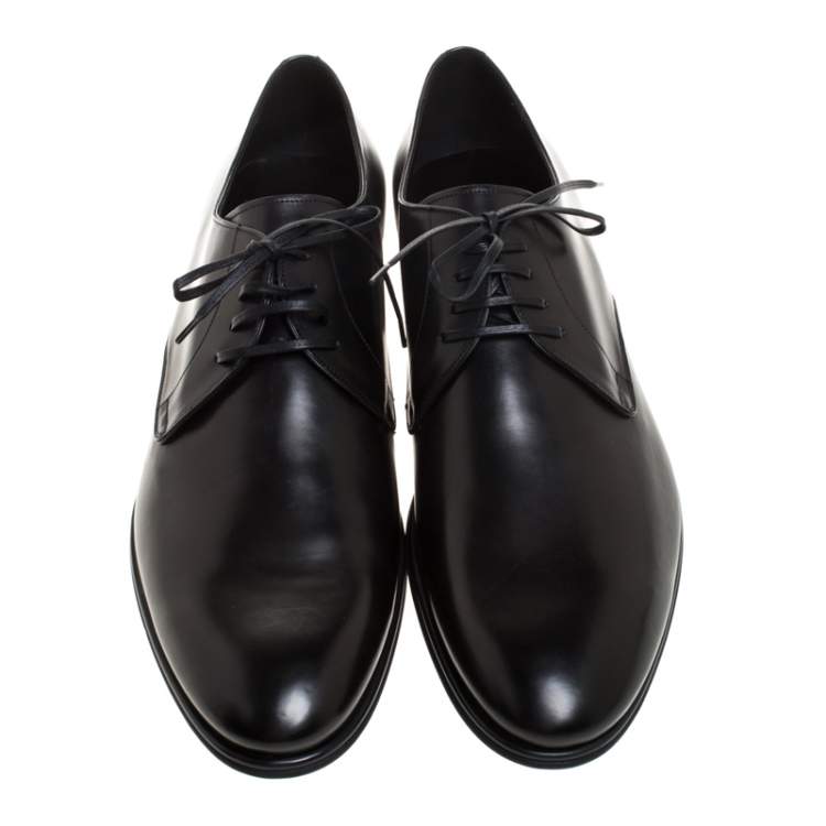 Pre Owned Dolce & Gabbana Black Leather Derby Size 46