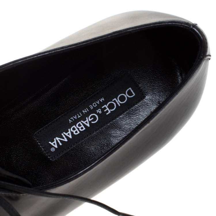 Pre Owned Dolce & Gabbana Black Leather Derby Size 46