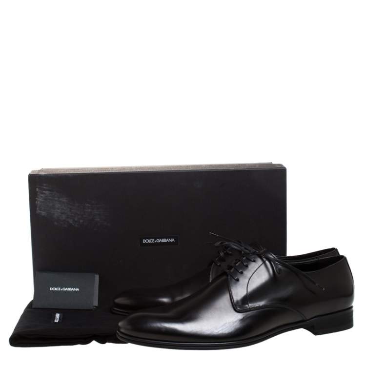 Pre Owned Dolce & Gabbana Black Leather Derby Size 46