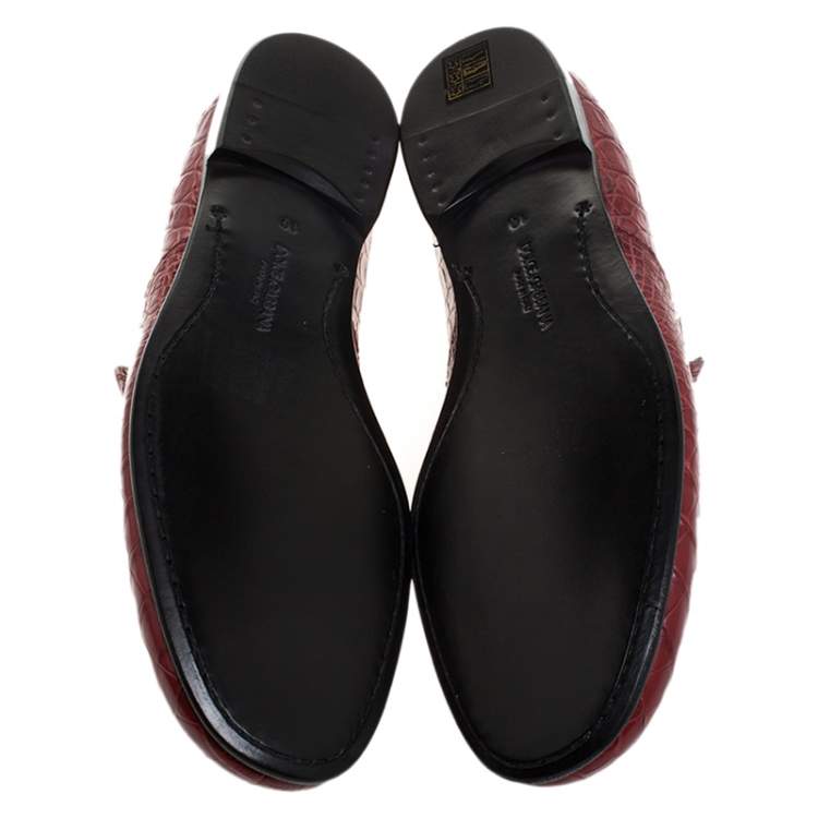 Pre Owned Dolce & Gabbana Red Crocodile Leather Smoking Slippers Size 44
