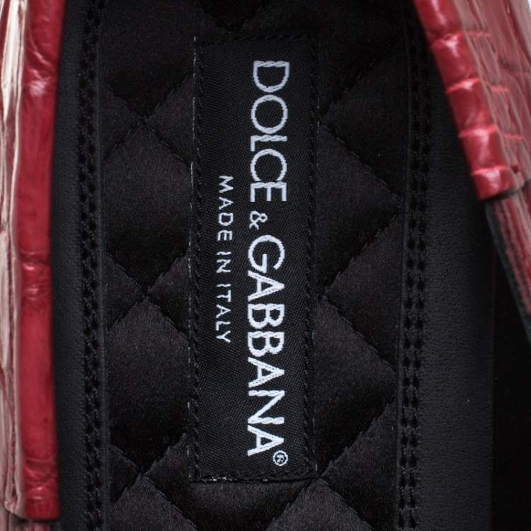 Pre Owned Dolce & Gabbana Red Crocodile Leather Smoking Slippers Size 44