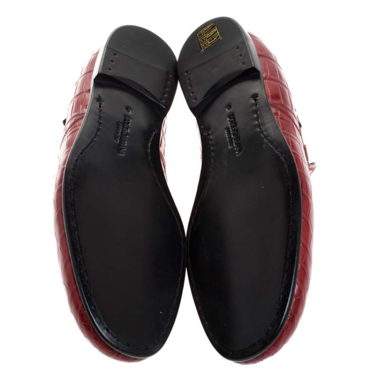 مملوكة مسبقًا Dolce & Gabbana Red Crocodile Leather Smoking Slippers Size 43