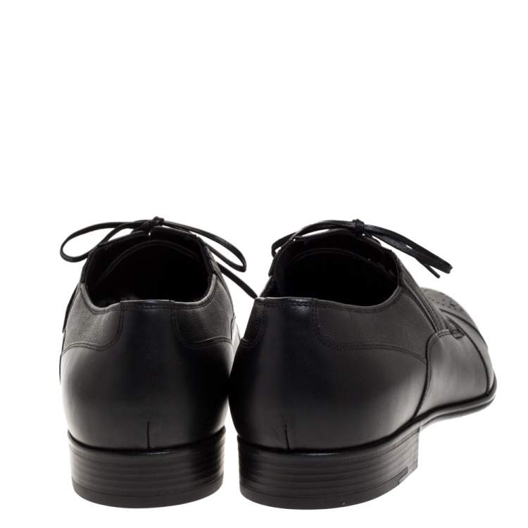 Pre Owned Dolce & Gabbana Black Leather Wing Tip Lace Up Oxfords Size 45