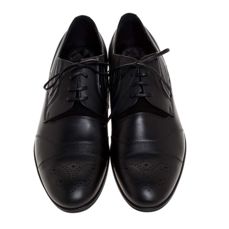 Pre Owned Dolce & Gabbana Black Leather Wing Tip Lace Up Oxfords Size 45