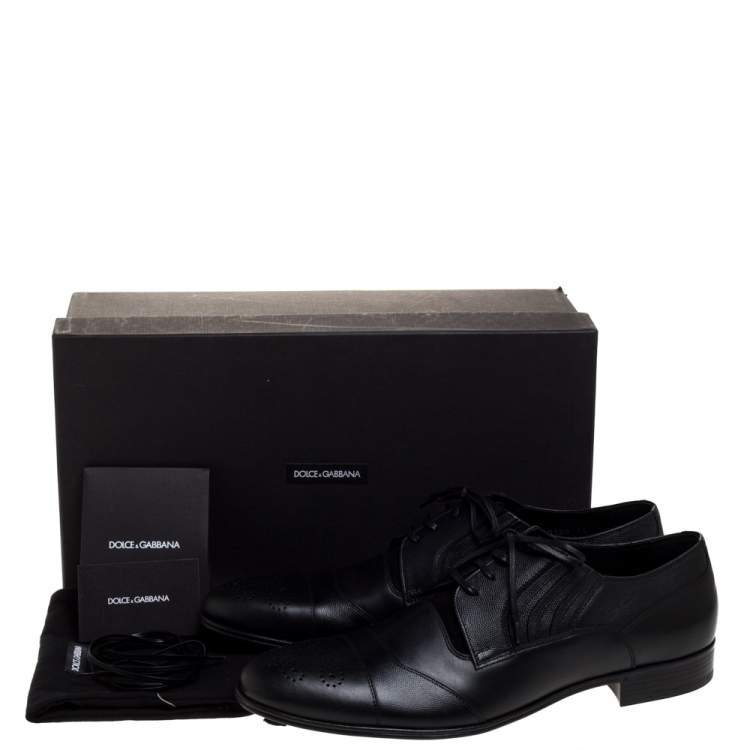 Pre Owned Dolce & Gabbana Black Leather Wing Tip Lace Up Oxfords Size 45