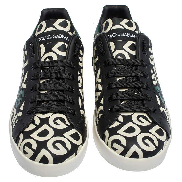 Pre Owned Dolce & Gabbana Multicolor DG Mania Print Leather Low-Top Sneakers Size 44