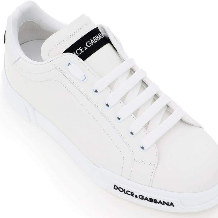 Pre Owned Dolce & Gabbana White Portofino Leather Sneakers Size 41