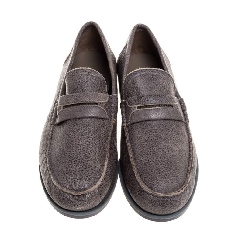 Pre Owned Dolce & Gabbana Brown Leather Genova Loafers Size 43
