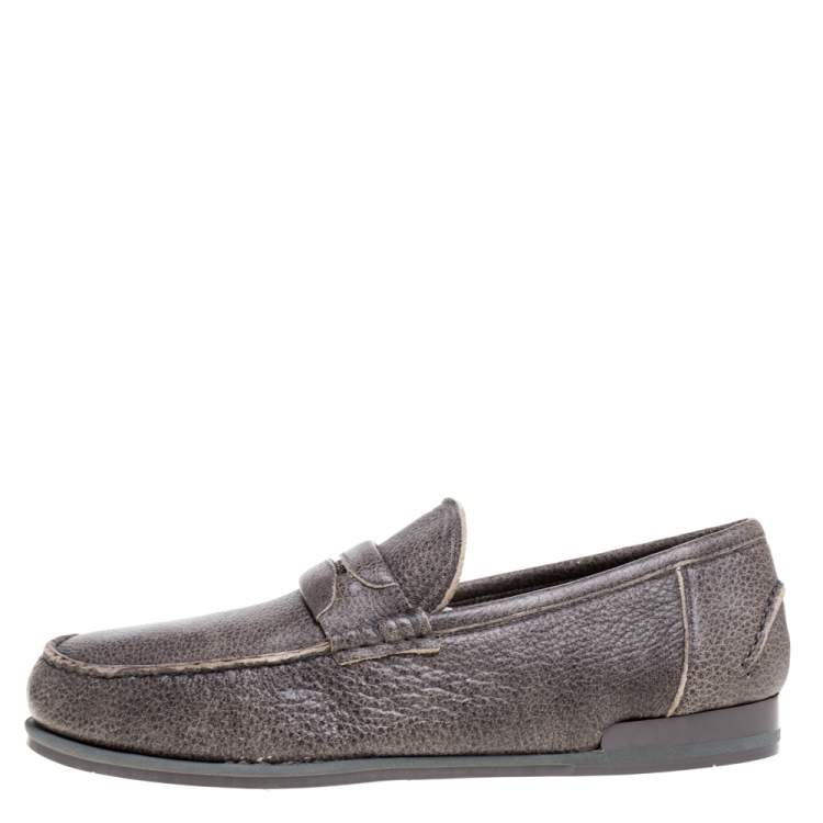 Pre Owned Dolce & Gabbana Brown Leather Genova Loafers Size 43