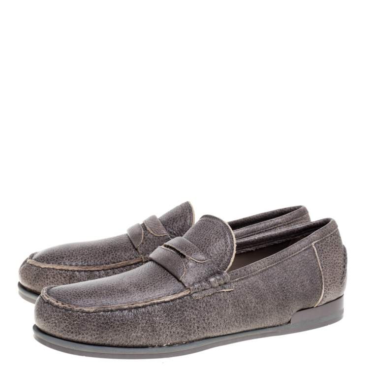 Pre Owned Dolce & Gabbana Brown Leather Genova Loafers Size 43
