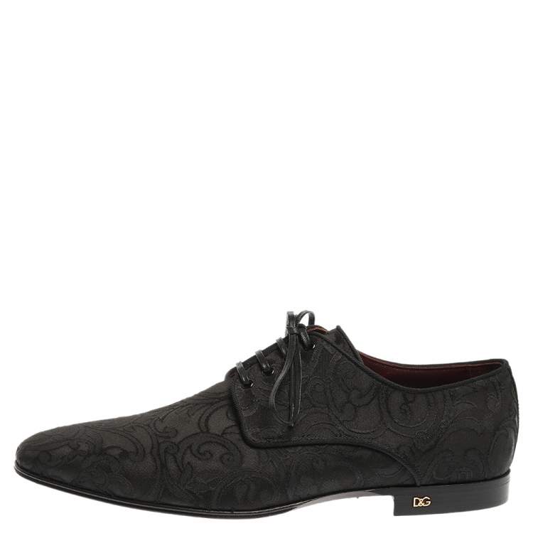 مملوكة مسبقًا Dolce & Gabbana Black Lace Fabric Lace Up Oxfords Size 42
