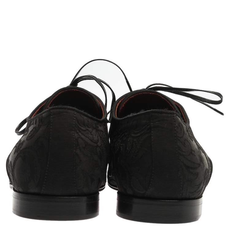مملوكة مسبقًا Dolce & Gabbana Black Lace Fabric Lace Up Oxfords Size 42