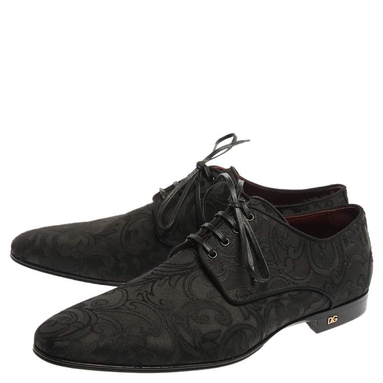 مملوكة مسبقًا Dolce & Gabbana Black Lace Fabric Lace Up Oxfords Size 42