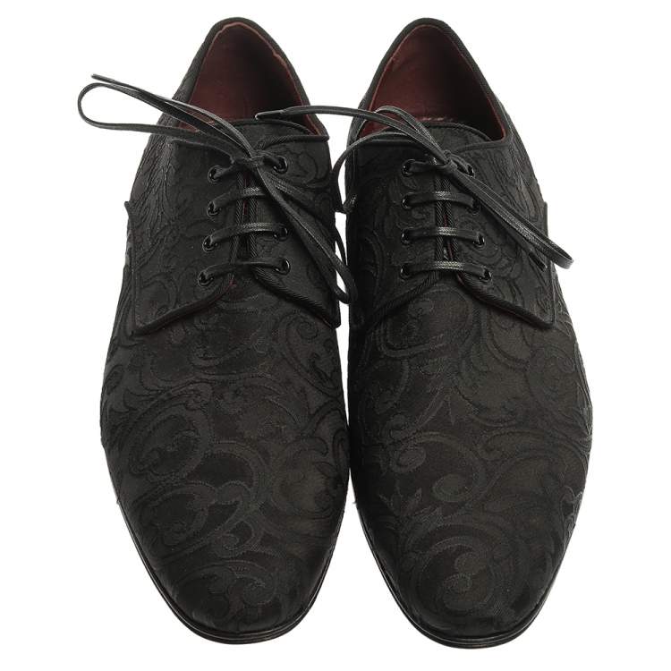 مملوكة مسبقًا Dolce & Gabbana Black Lace Fabric Lace Up Oxfords Size 42
