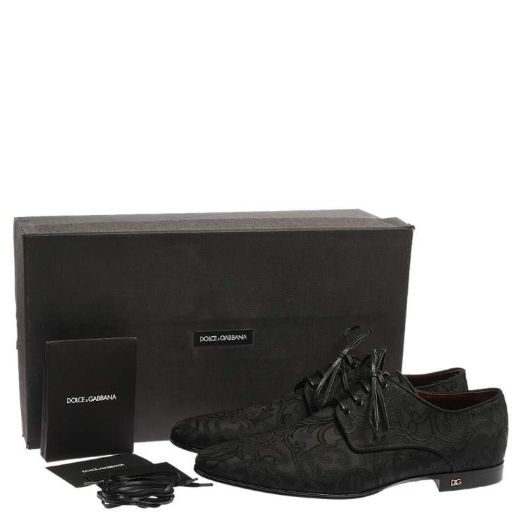 مملوكة مسبقًا Dolce & Gabbana Black Lace Fabric Lace Up Oxfords Size 42