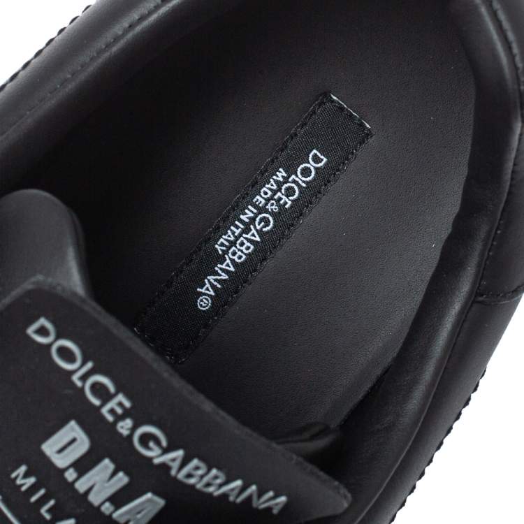 Pre Owned Dolce & Gabbana Black Leather Miami Logo Trainer Sneakers Size 40