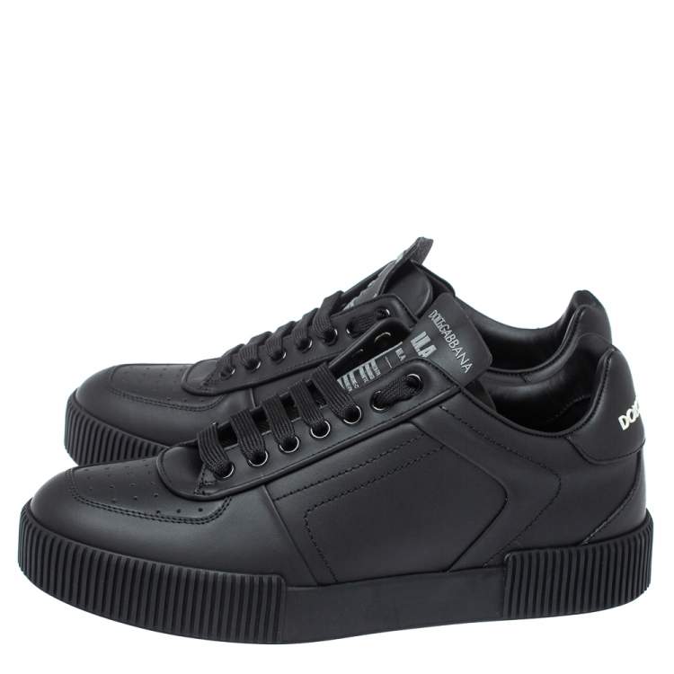 Pre Owned Dolce & Gabbana Black Leather Miami Logo Trainer Sneakers Size 40