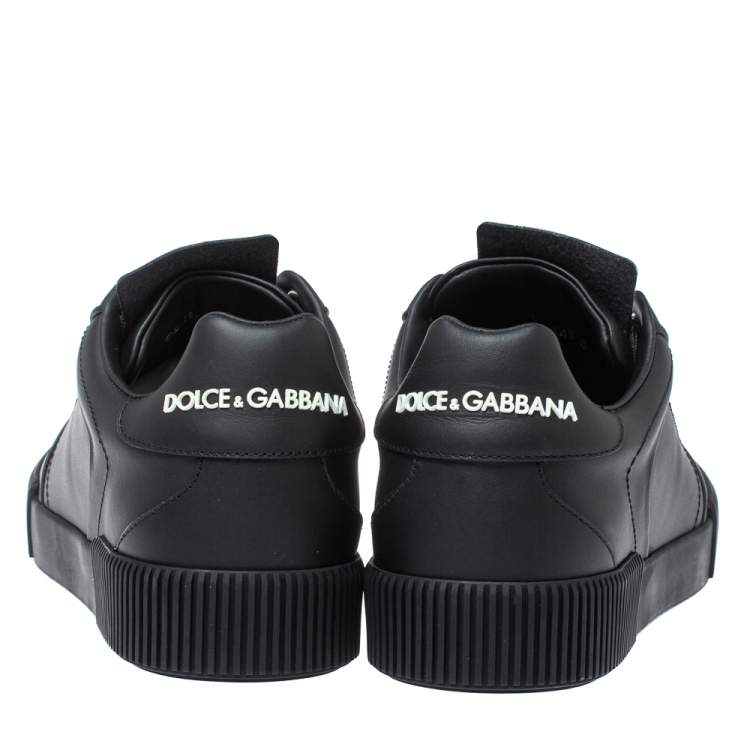 Pre Owned Dolce & Gabbana Black Leather Miami Logo Trainer Sneakers Size 40