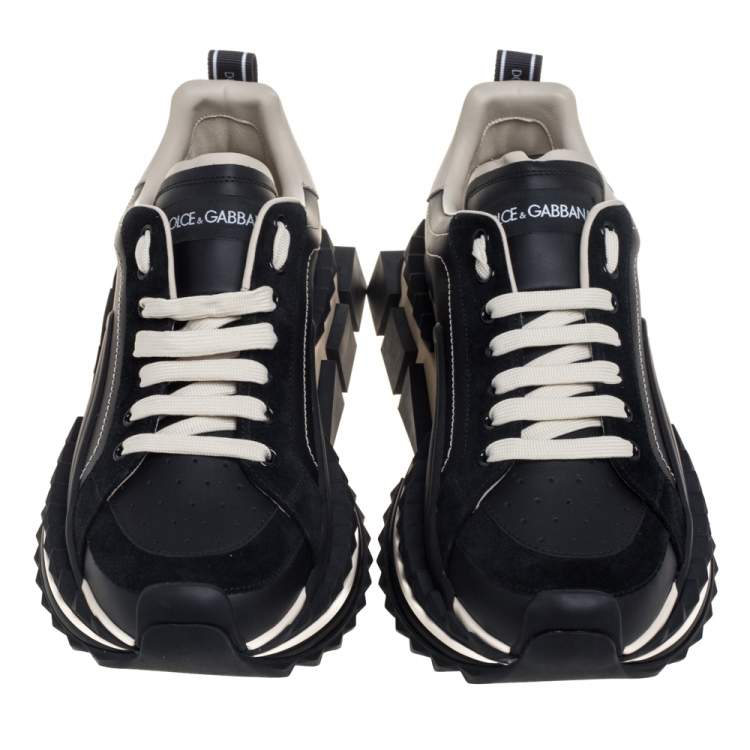 Pre Owned Dolce & Gabbana Black Suede And Leather Super King Low Top Sneakers Size 44