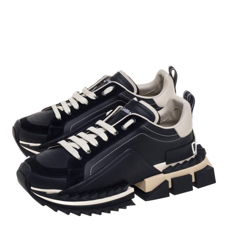 Pre Owned Dolce & Gabbana Black Suede And Leather Super King Low Top Sneakers Size 44