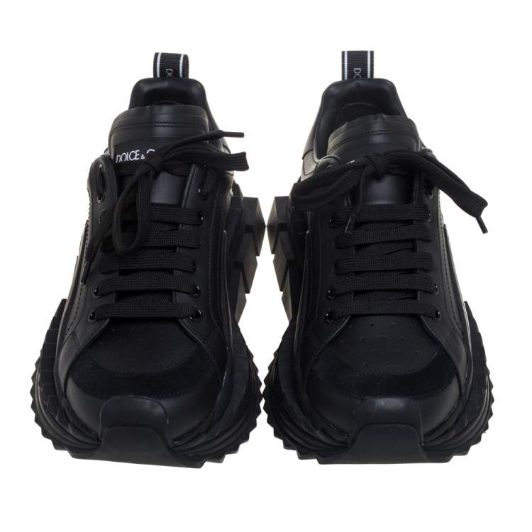 Pre Owned Dolce & Gabbana Black Suede And Leather Super King Low Top Sneakers Size 40