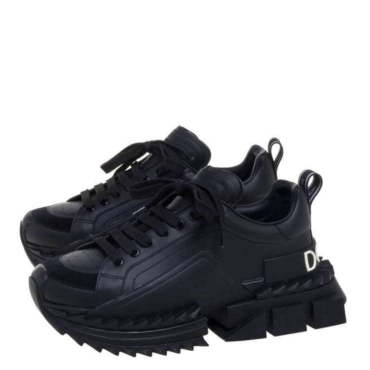 Pre Owned Dolce & Gabbana Black Suede And Leather Super King Low Top Sneakers Size 40