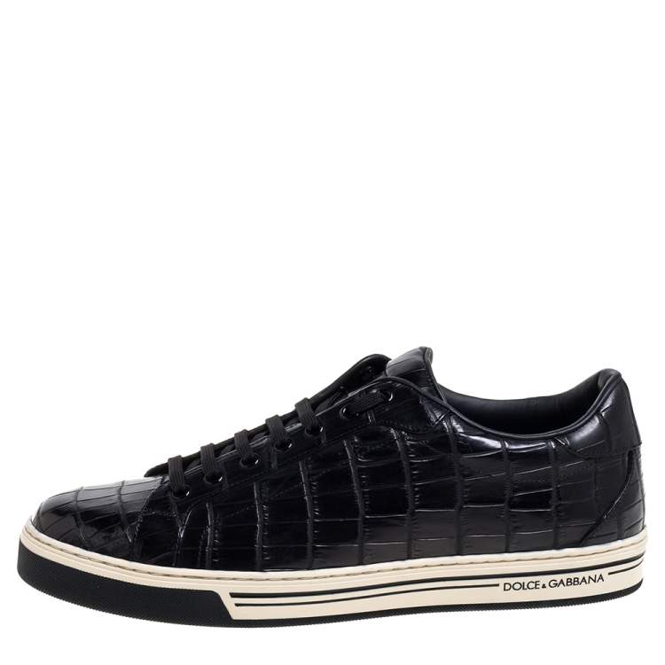 Dolce & Gabbana Black Croc Embossed Leather Sneakers Size 45 Dolce ...